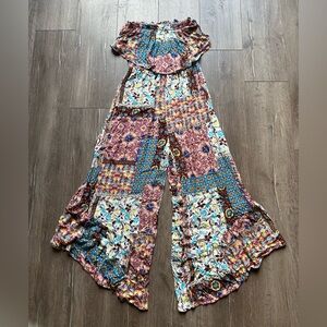 Illa Illa Boho Print Jumpsuit Strapless Size Small